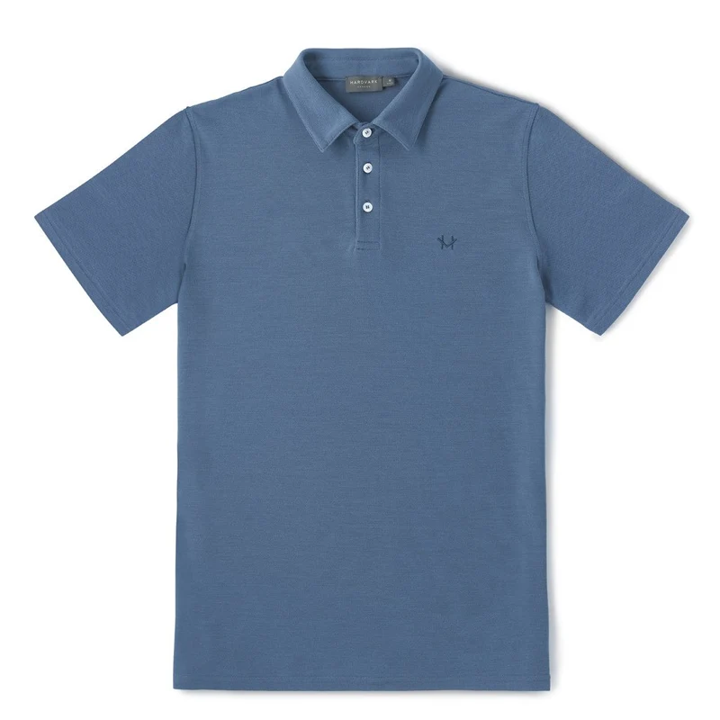 PIQUE POLO SHIRT - DENIM BLUE