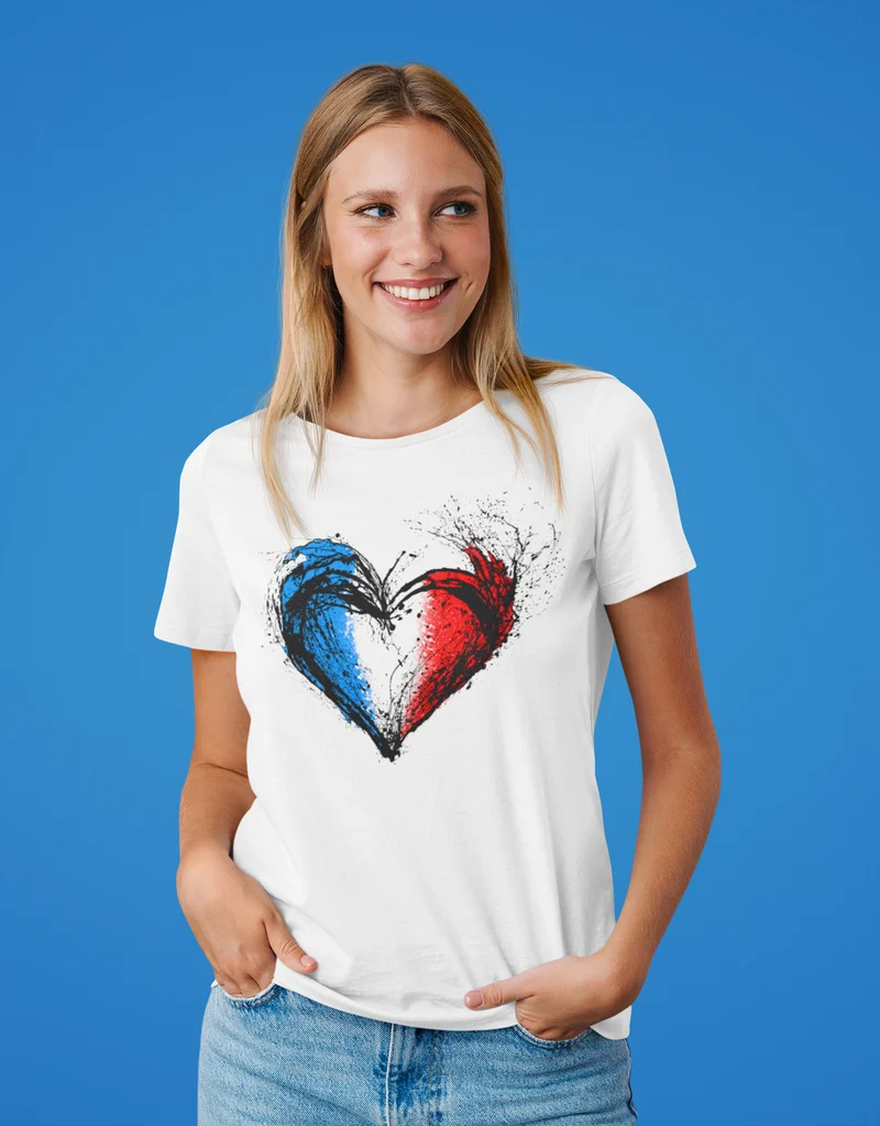 T-shirt "cœur bleu blanc rouge"