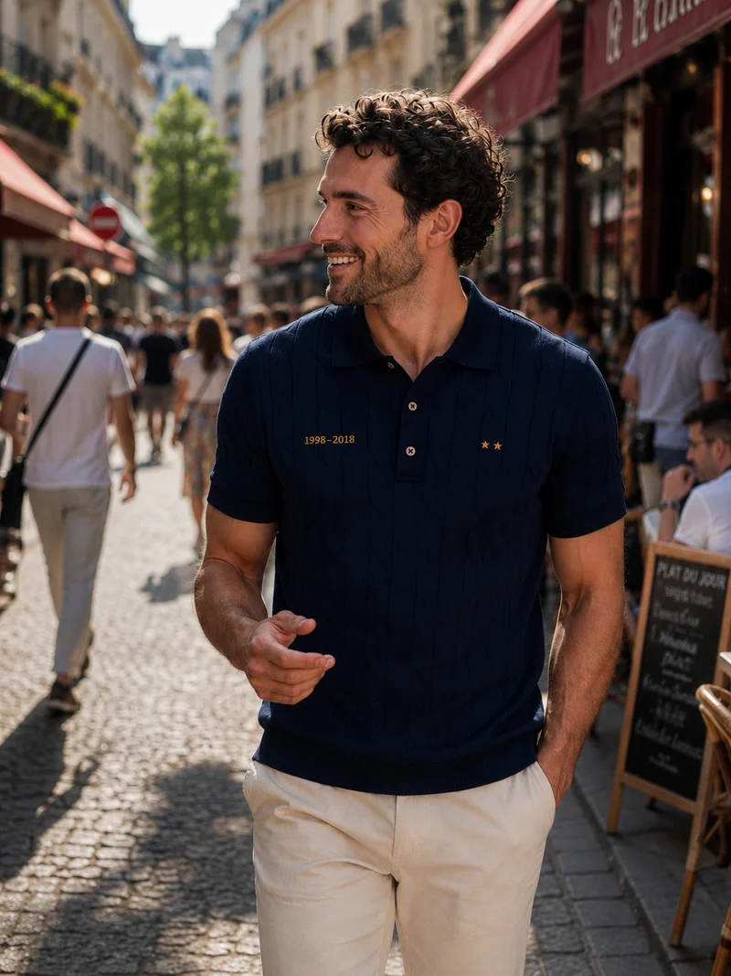 POLO TRICOT MARCEL BLEU | COTON BIO
