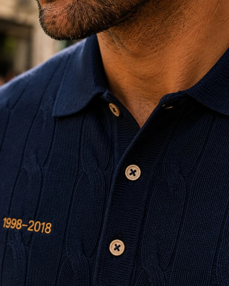 POLO TRICOT MARCEL BLEU | COTON BIO
