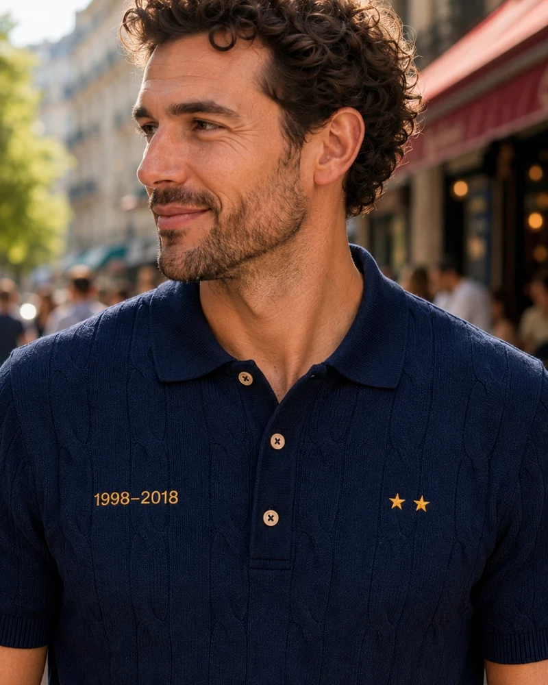 POLO TRICOT MARCEL BLEU | COTON BIO