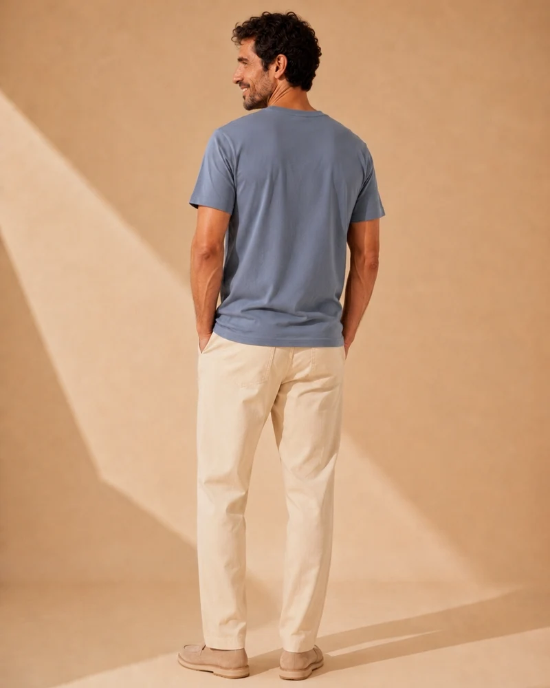 T-SHIRT BLEU GRIS SIMPLE | COTON BIO