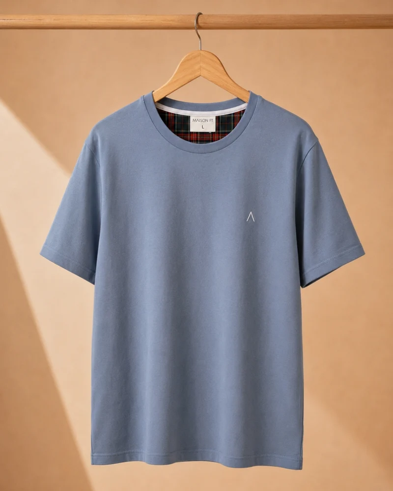 T-SHIRT BLEU GRIS SIMPLE | COTON BIO