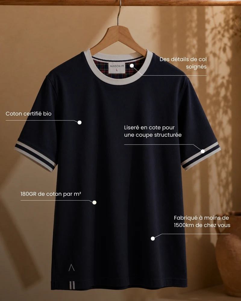 T-SHIRT ALBERT BLEU MARINE | COTON BIO