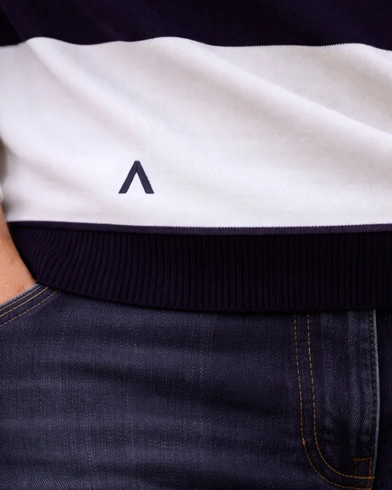 PULL GEORGES | BLEU MARINE RAYÉ BLANC | COTON BIO