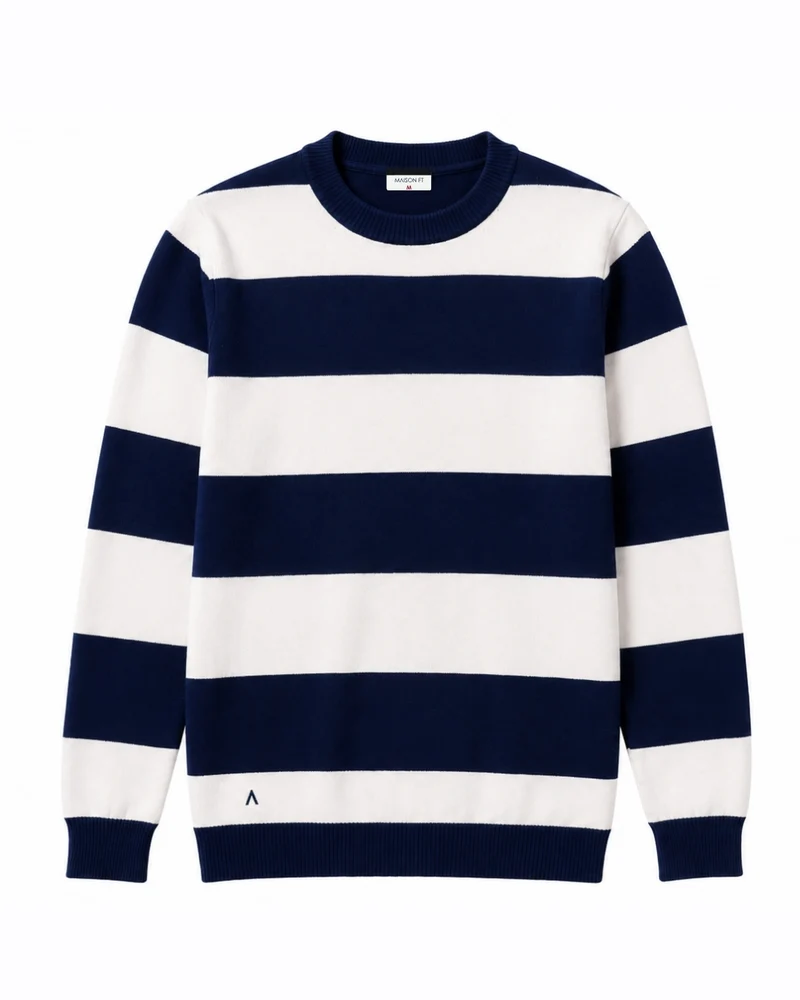 PULL GEORGES | BLEU MARINE RAYÉ BLANC | COTON BIO