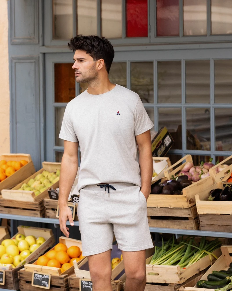 T-SHIRT GRIS CHINÉ SIMPLE | COTON BIO