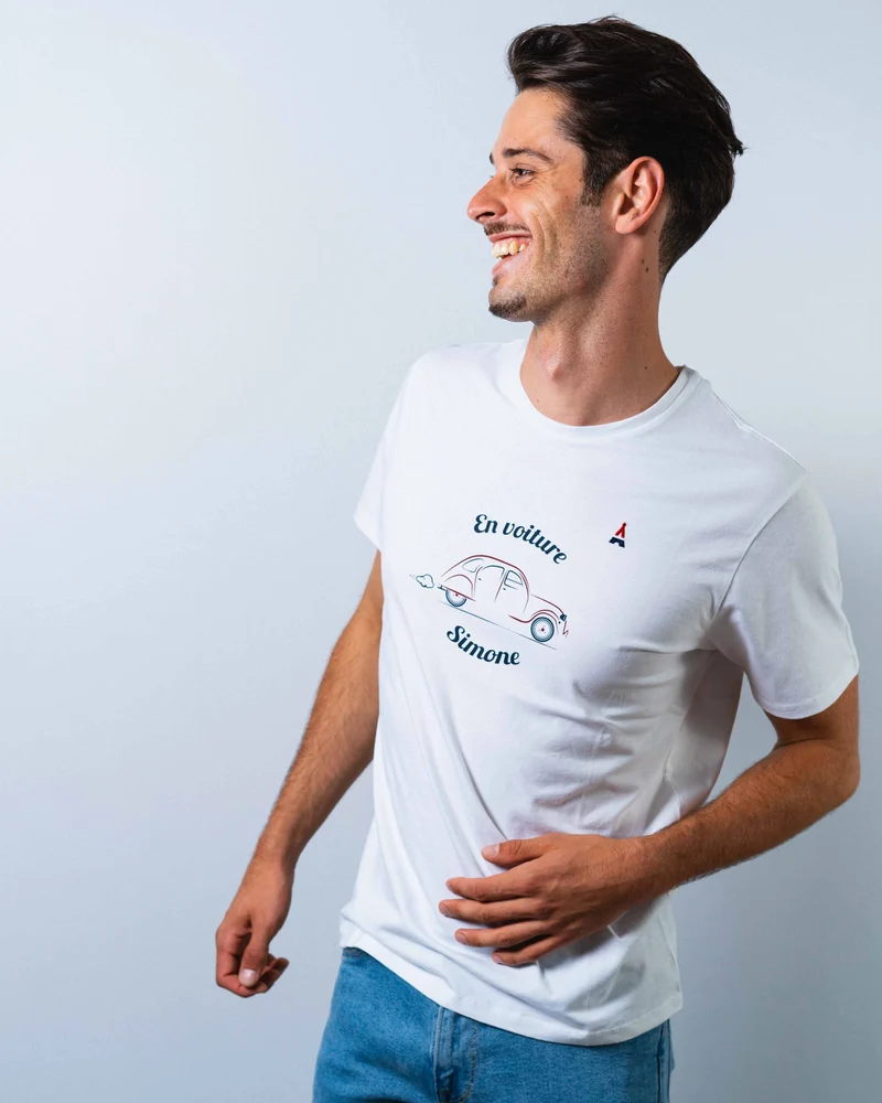 T-SHIRT EN VOITURE SIMONE BLANC | COTON BIO