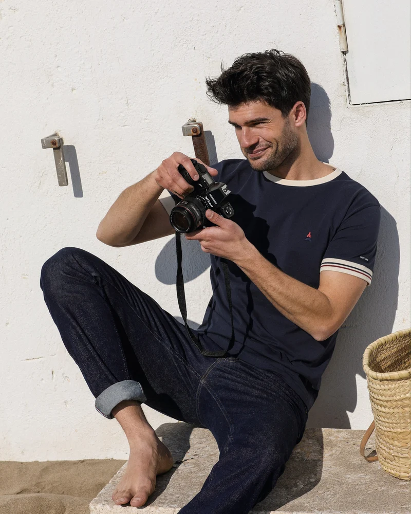 T-SHIRT CONSTANT BLEU MARINE | COTON BIO | MAISON FT X SAINT JAMES