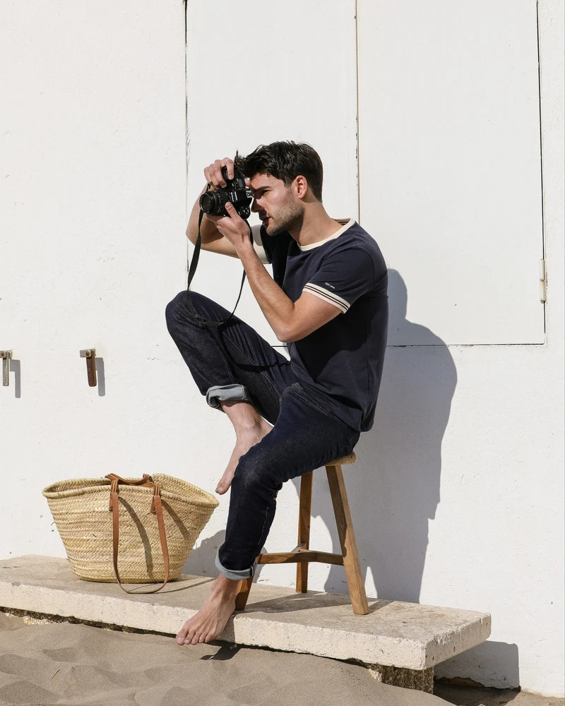 T-SHIRT CONSTANT BLEU MARINE | COTON BIO | MAISON FT X SAINT JAMES