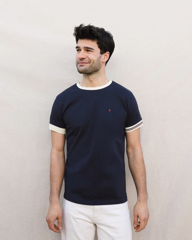 T-SHIRT CONSTANT BLEU MARINE | COTON BIO | MAISON FT X SAINT JAMES