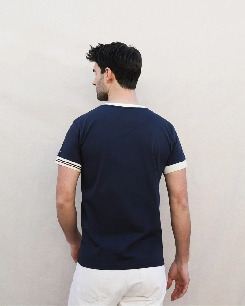 T-SHIRT CONSTANT BLEU MARINE | COTON BIO | MAISON FT X SAINT JAMES