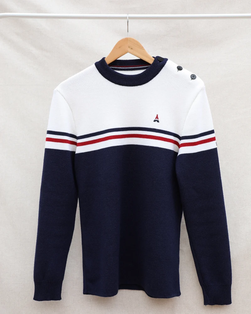 PULL EN LAINE BLANC MADE IN FRANCE HOULGATE | MAISON FT X SAINT JAMES