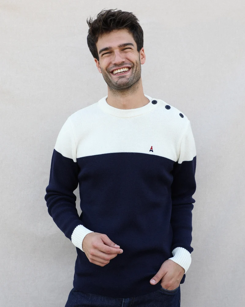 PULL TRICOTÉ EN FRANCE BLEU | LAINE MÉRINOS | MARTIN