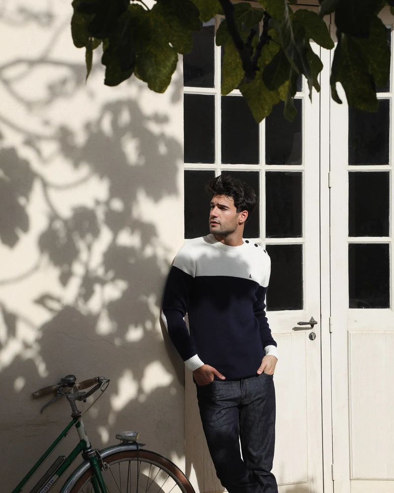 PULL TRICOTÉ EN FRANCE BLEU | LAINE MÉRINOS | MARTIN