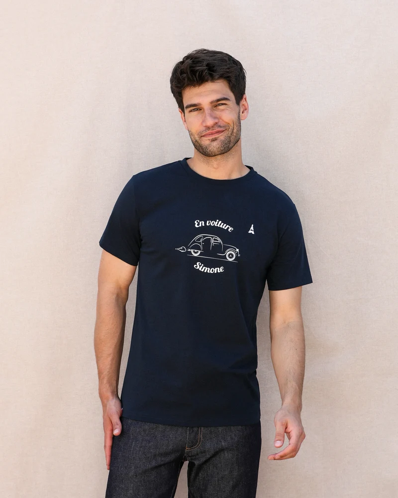 T-SHIRT EN VOITURE SIMONE BLEU | COTON BIO