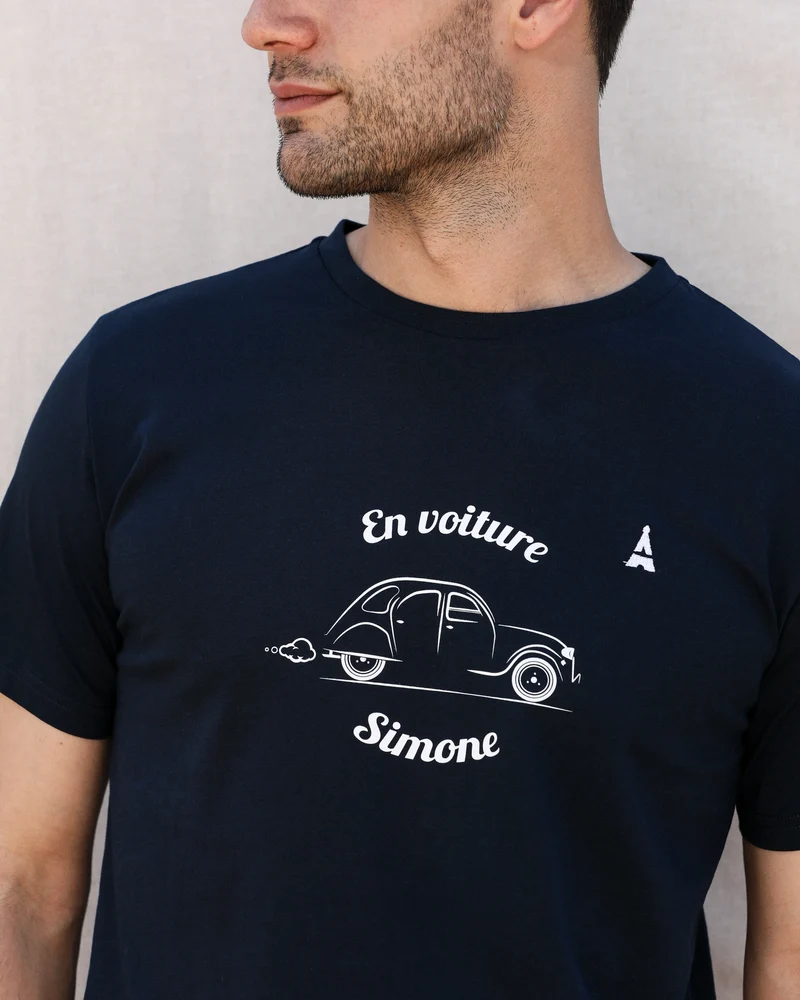 T-SHIRT EN VOITURE SIMONE BLEU | COTON BIO
