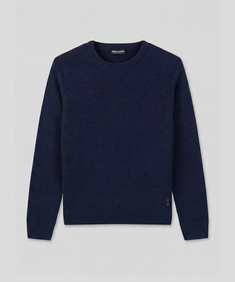 Ribbed Wool Sweater: Navy