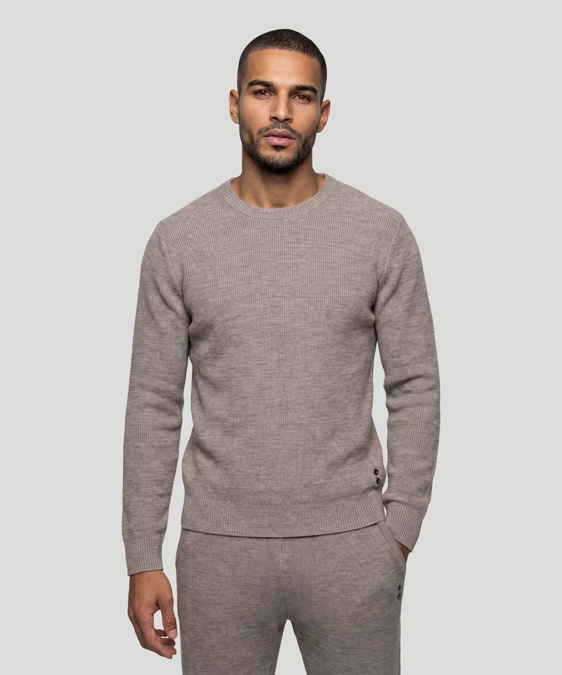 Ribbed Wool Sweater: Sandy Beige