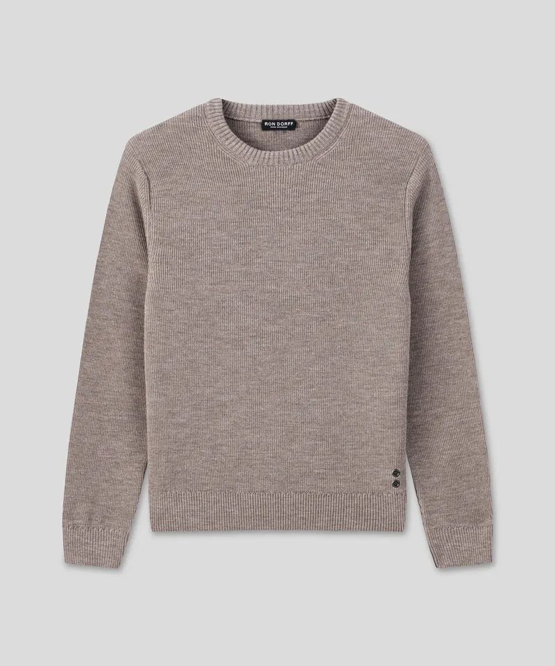 Ribbed Wool Sweater: Sandy Beige