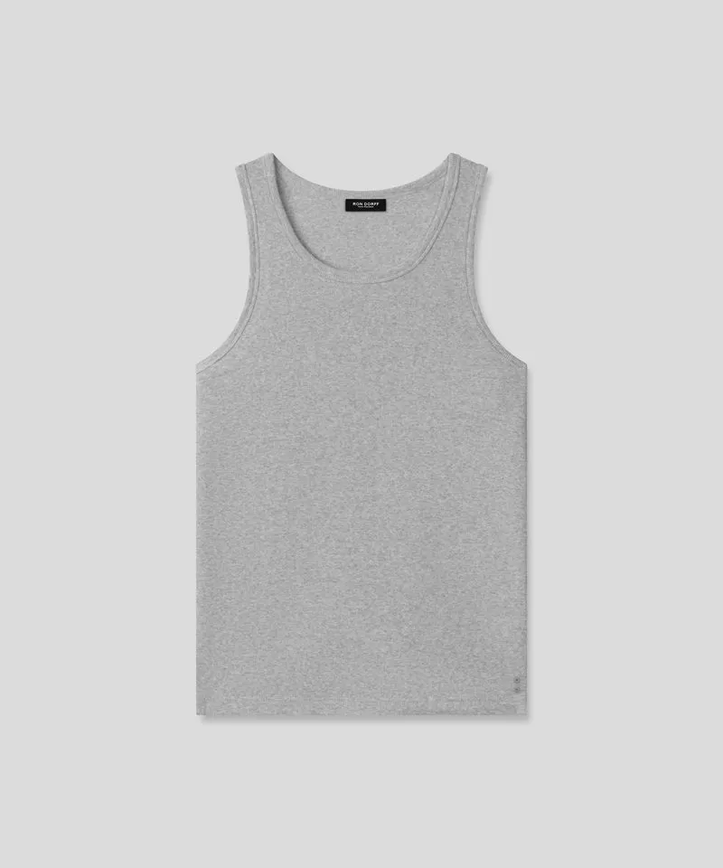 Army Ribbed Tank Top: Grey Melange