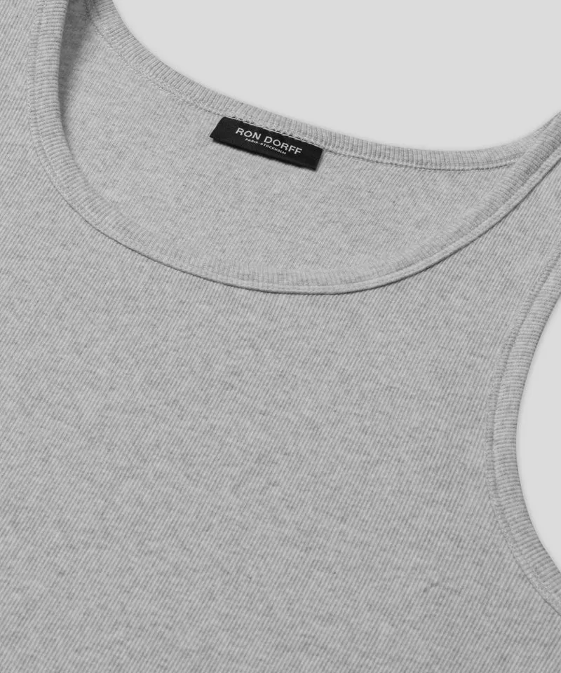 Army Ribbed Tank Top: Grey Melange