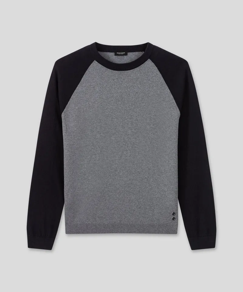 Cotton-Wool Baseball Sweater: Dark Grey Melange