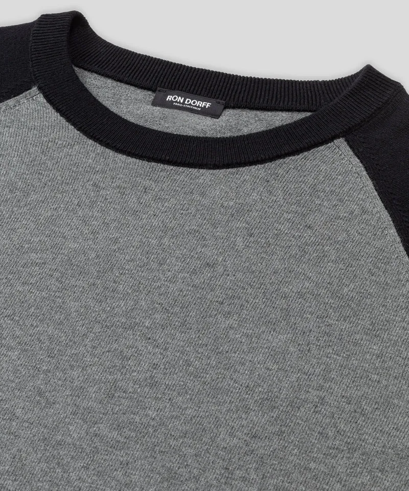 Cotton-Wool Baseball Sweater: Dark Grey Melange