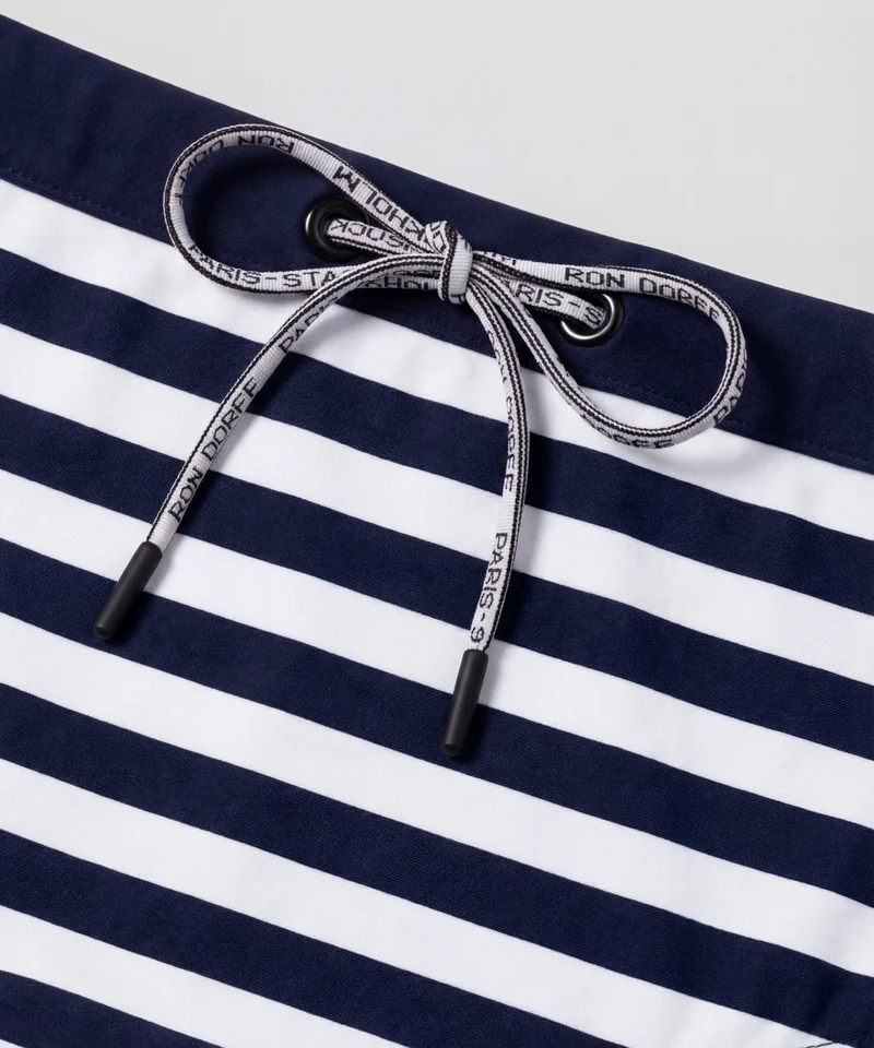 Swim Briefs Horizontal Stripes w. Waistband: Navy/White