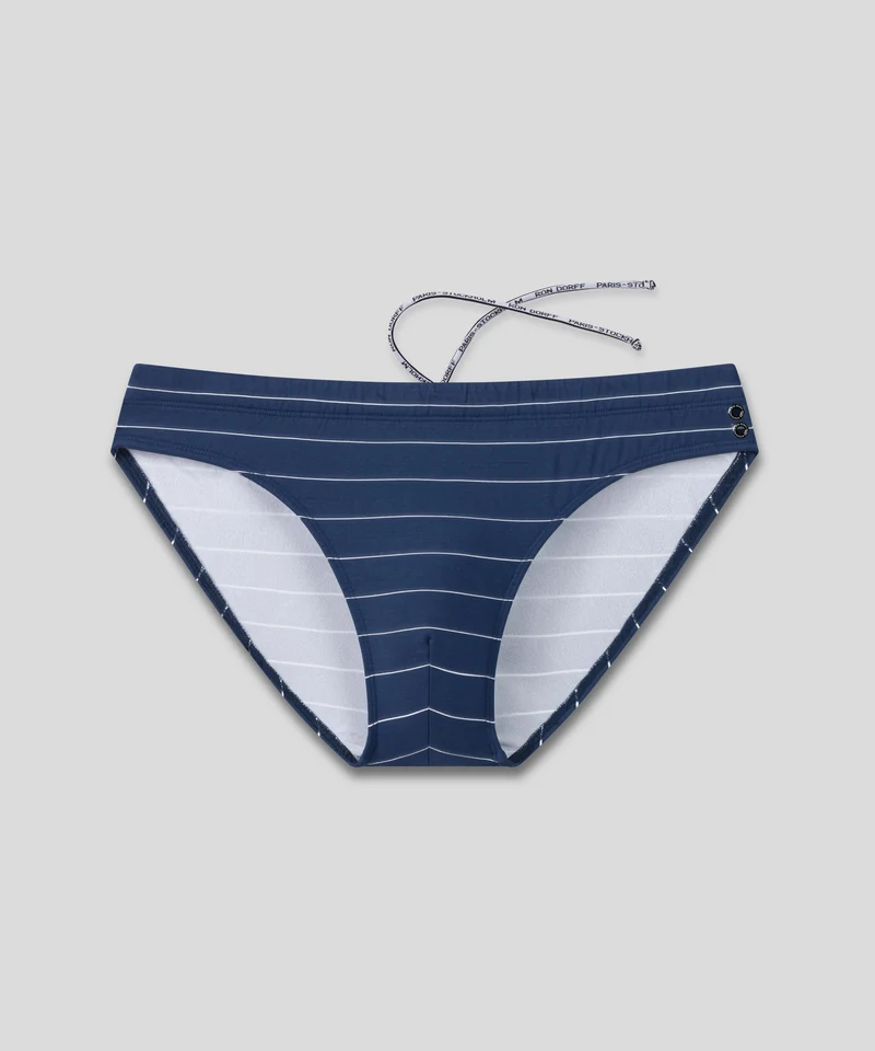 Slim Swim Briefs w. Pin Stripes: Navy/White