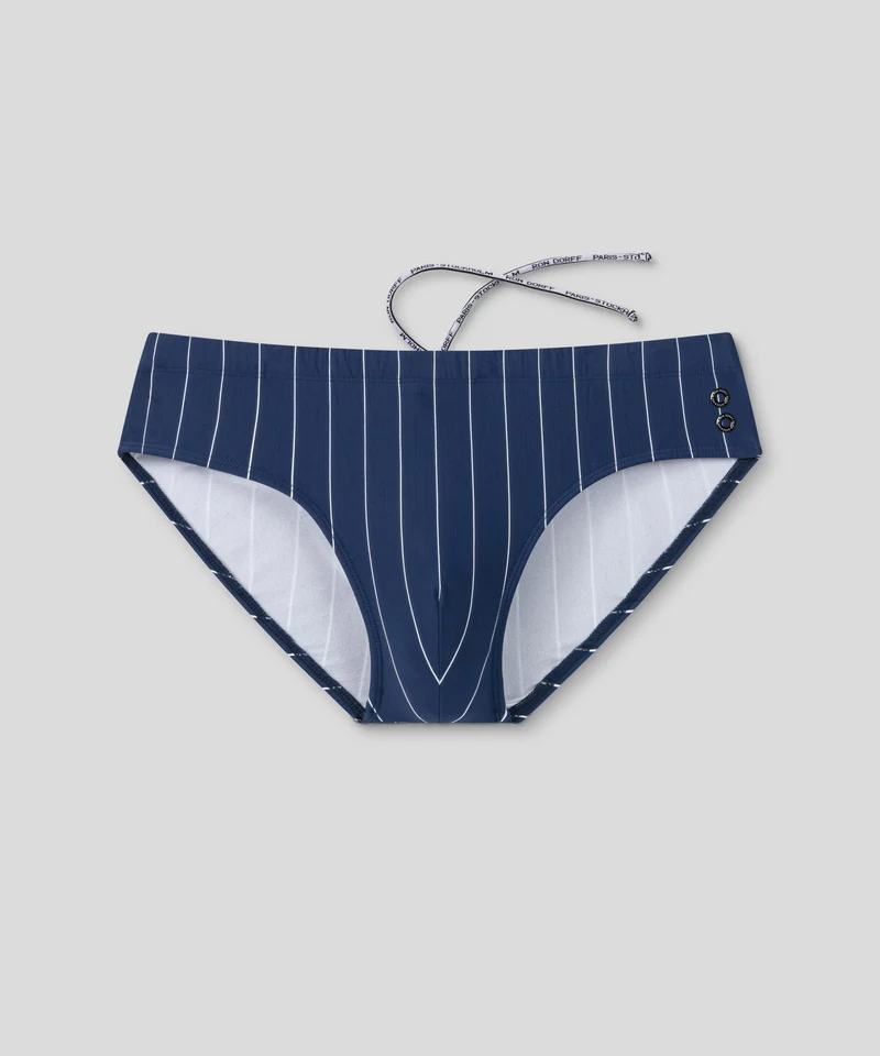 Swim Briefs w. Pin Stripes: Navy/White