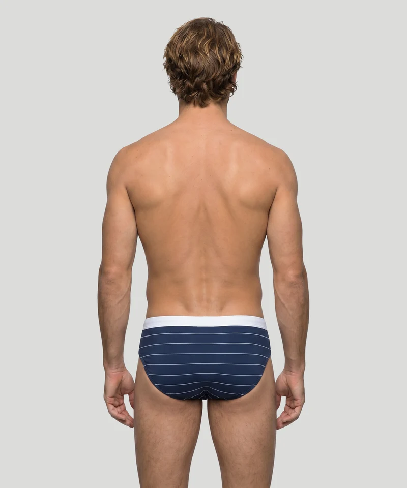 RD Swim Briefs w. Pin Stripes: Navy/White