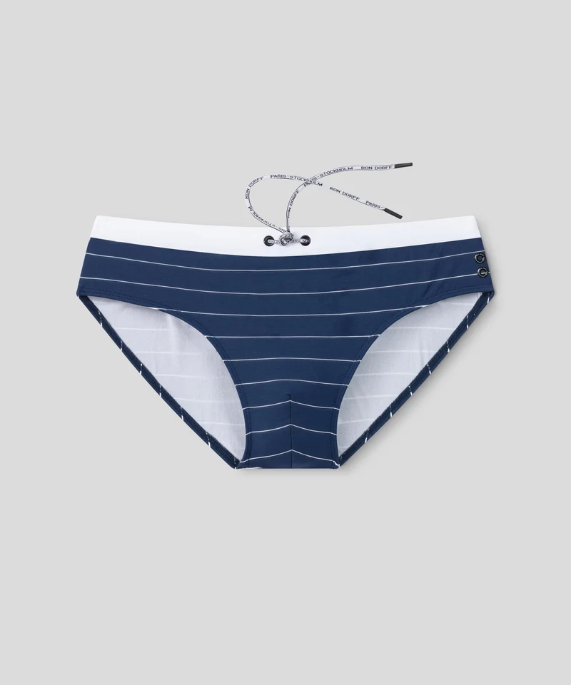 RD Swim Briefs w. Pin Stripes: Navy/White