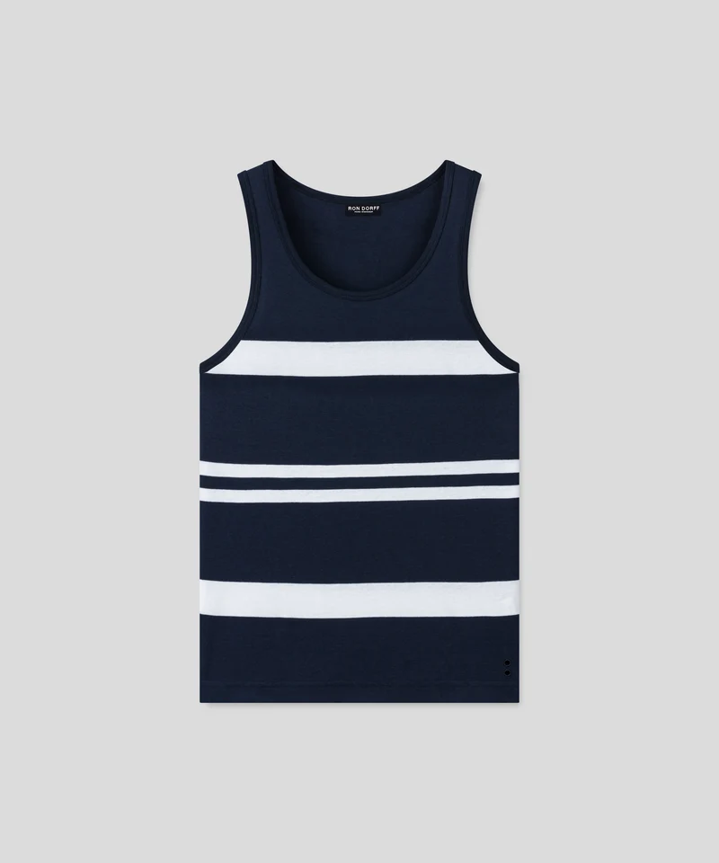 Ribbed Tank Top w. Stripes: Navy/White