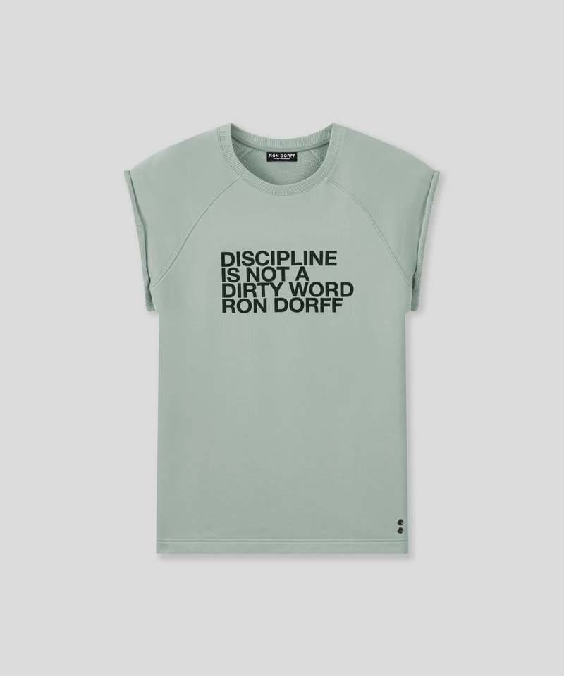 Organic Cotton Sleeveless Sweatshirt "DISCIPLINE": Gray Mist