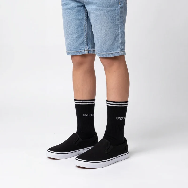 Hohe Sportsocken mit Streifen Kinder | Schwarz