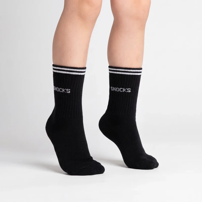 Hohe Sportsocken mit Streifen Kinder | Schwarz