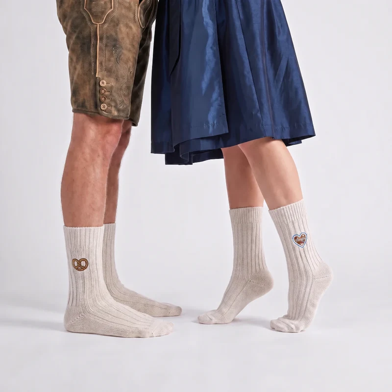 Norweger Socken | Off White "Lebkuchenherz & Brezn"-Edition