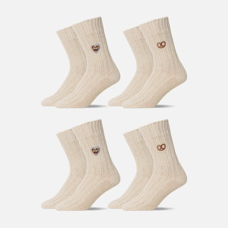 Norweger Socken | Off White "Lebkuchenherz & Brezn"-Edition