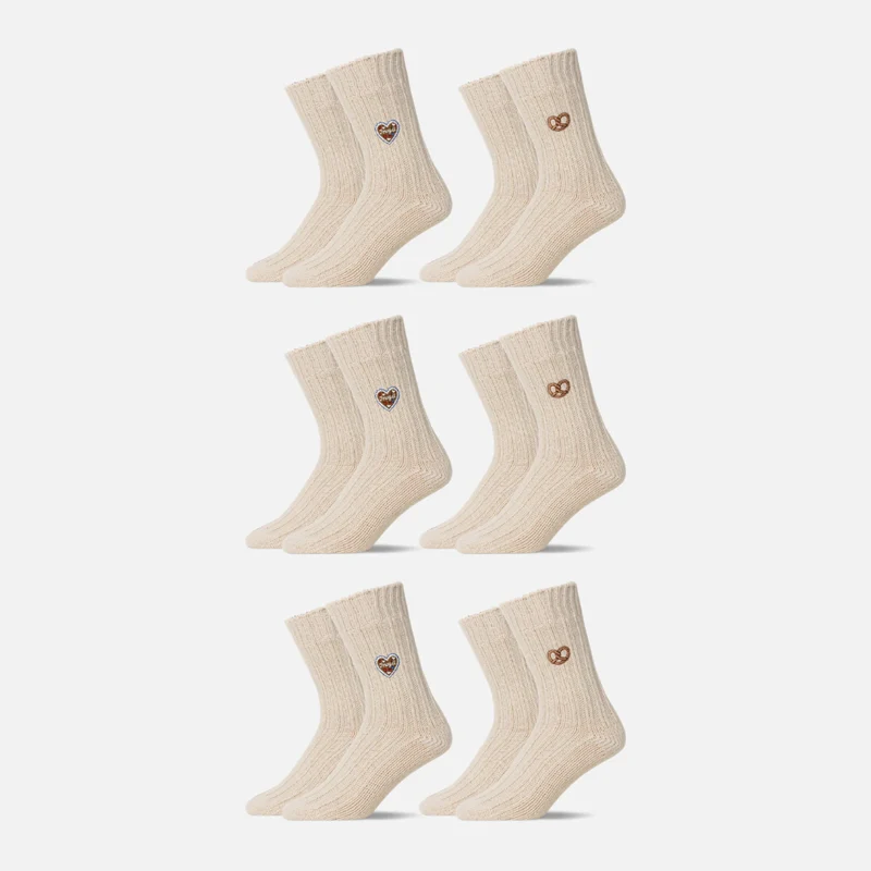 Norweger Socken | Off White "Lebkuchenherz & Brezn"-Edition
