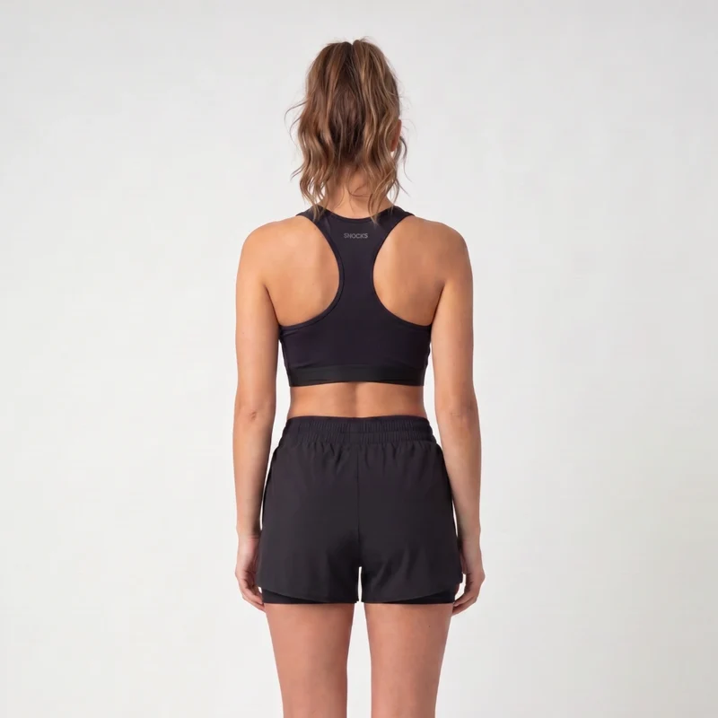 2 in 1 Sport Shorts Damen | Schwarz